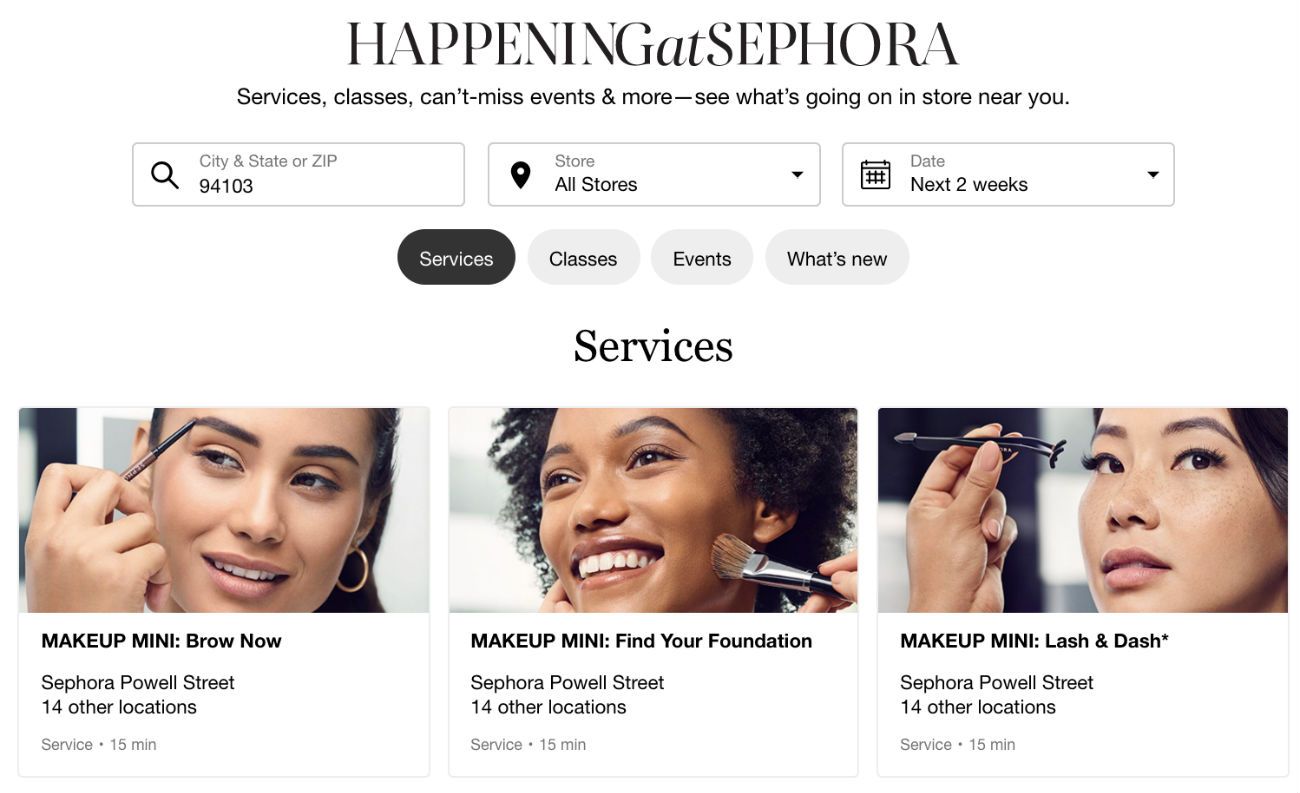 sephora in-store classes